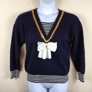 Marisa Christina Nautical Pullover Sweater Size M